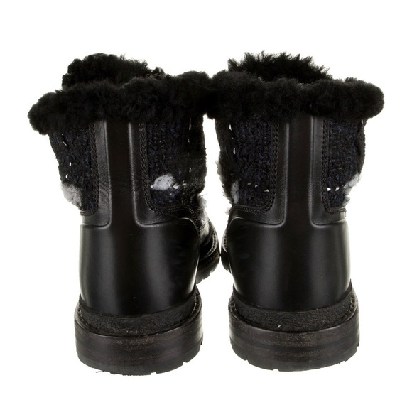 Chanel Weatherproof Combat Tweed Boots - Picture 3 of 5